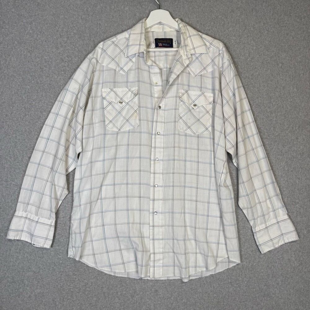 Vintage Panhandle Slim Men's Size 17-36 White Long Sleeve Dress Shirt Button Up